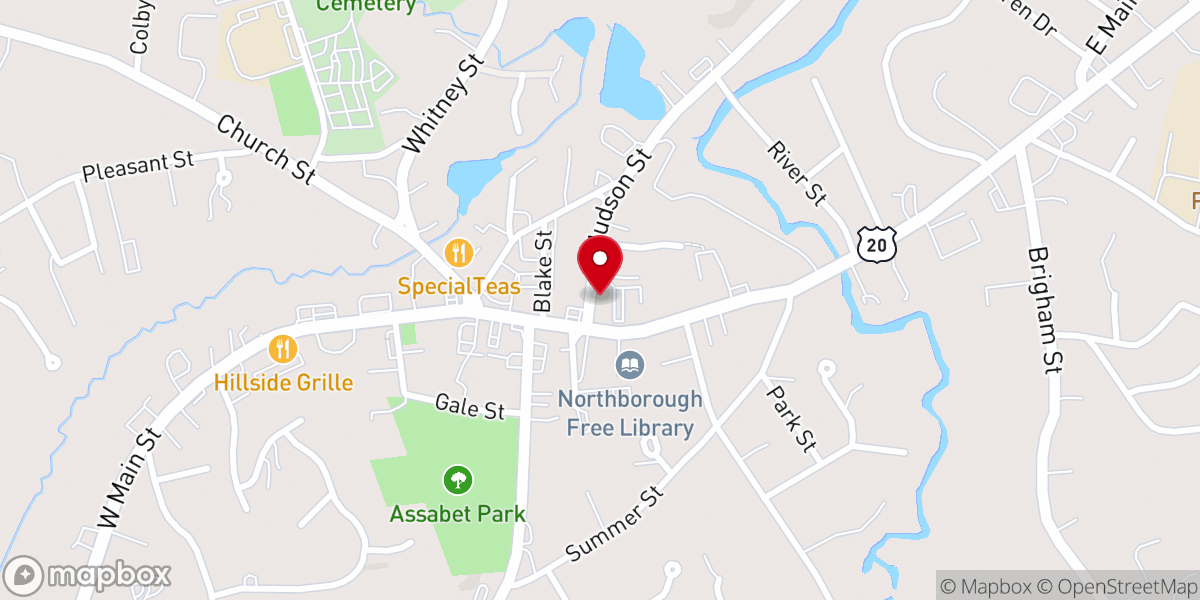 Map showing location of Trinity Church of Northborough