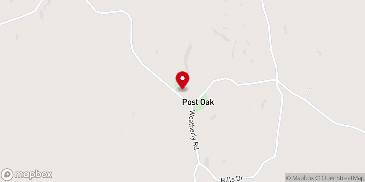 Map showing location of Post Oak Methodist Church