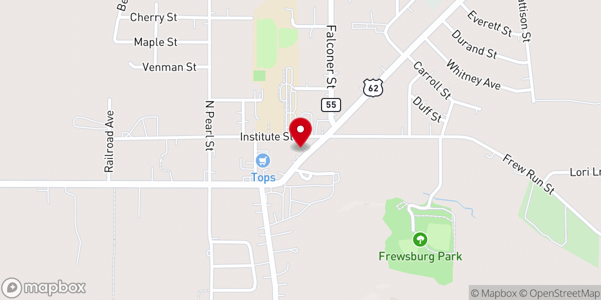 Map showing location of First Baptist Church