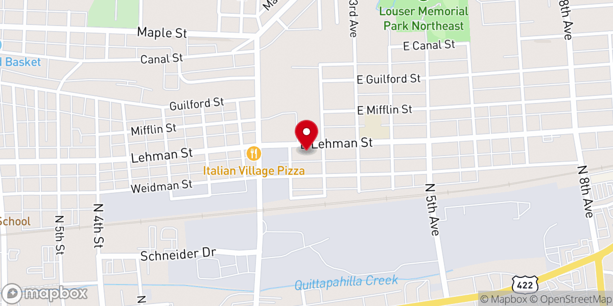 Map showing location of St. Cecilia's Church