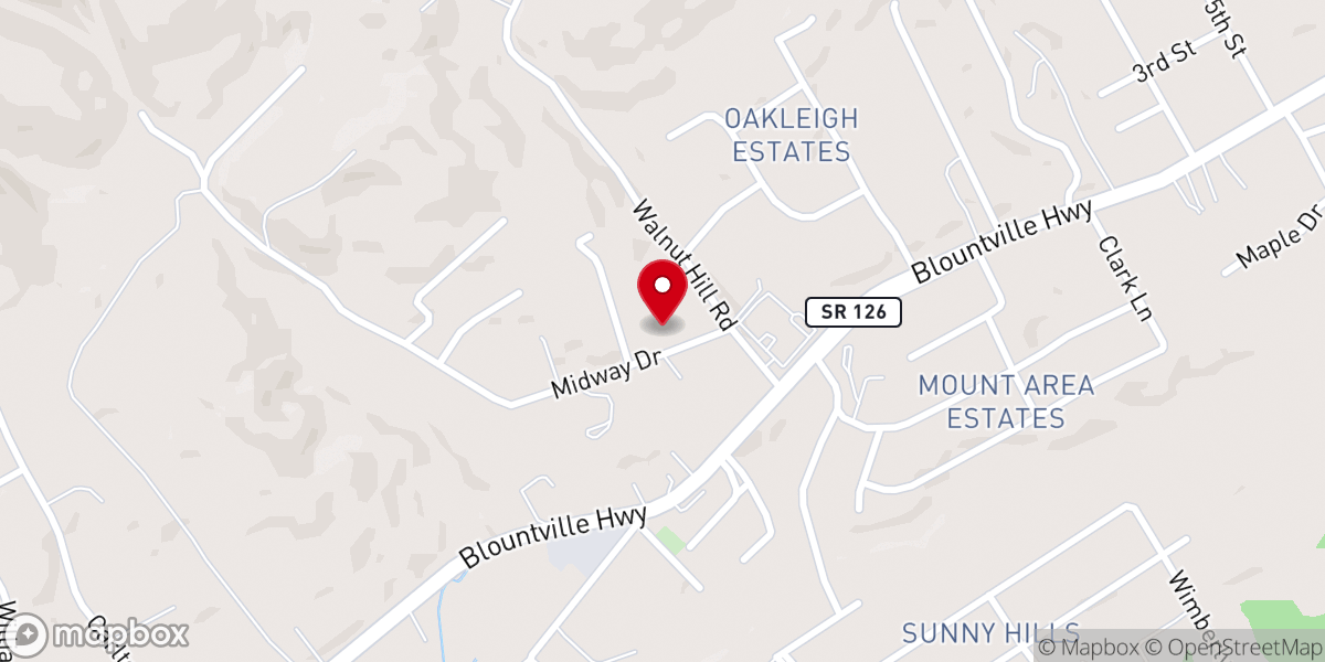 Map showing location of Walnut Hill Church