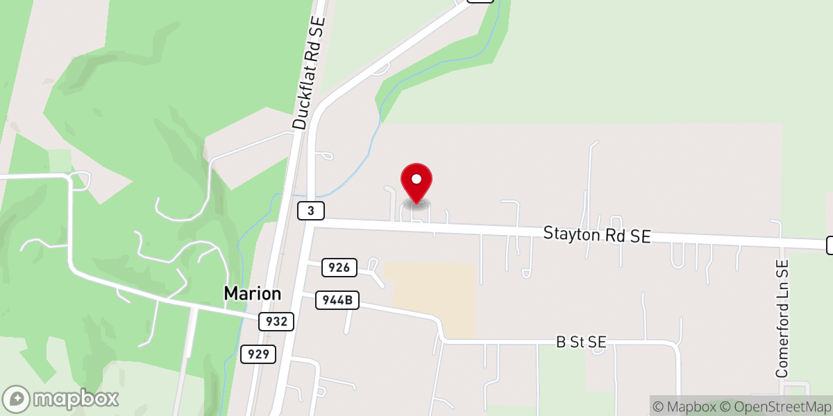 Map showing location of Marion Friends Church