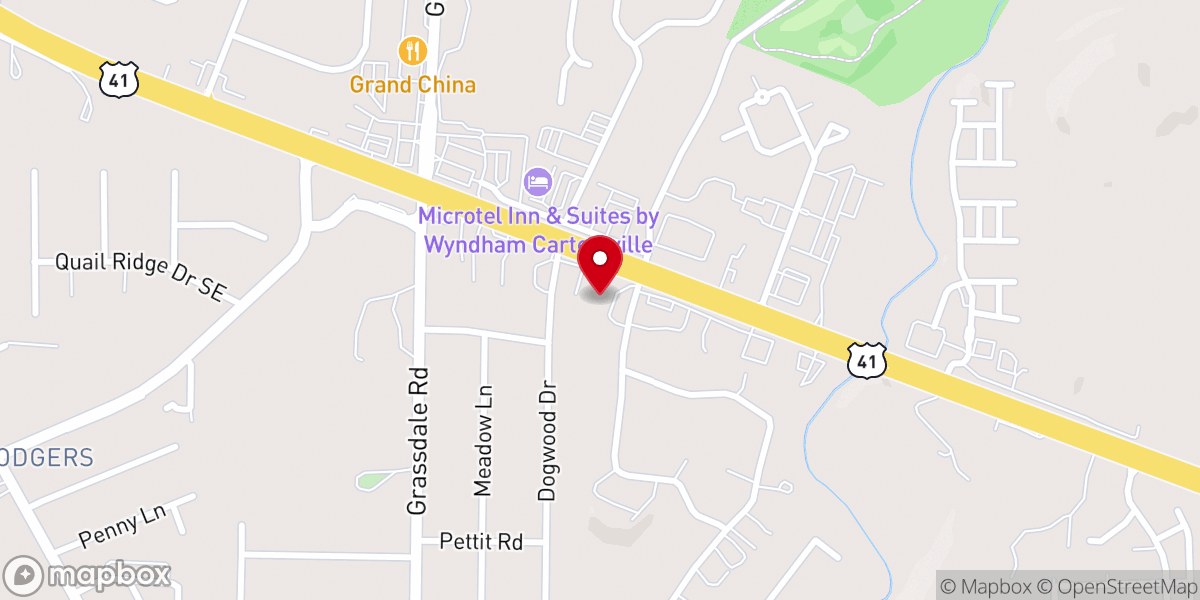 Map showing location of Cartersville Church of Christ