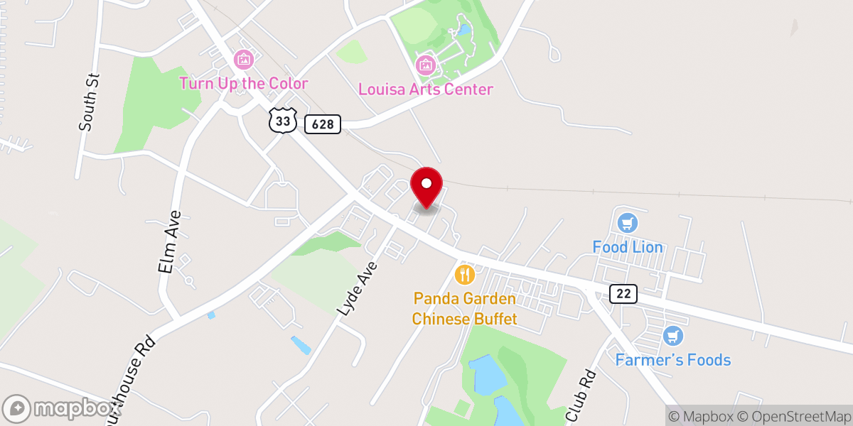 Map showing location of Louisa Baptist Church