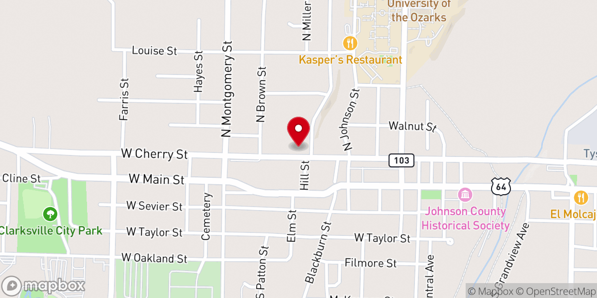 Map showing location of Cherry Street Baptist Church