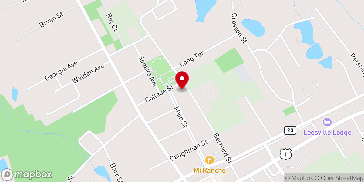 Map showing location of First Baptist Church of Leesville