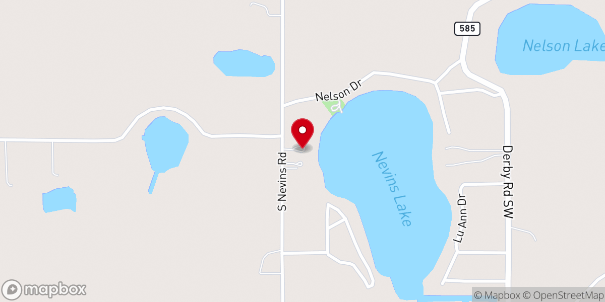 Map showing location of Nevins Lake Church
