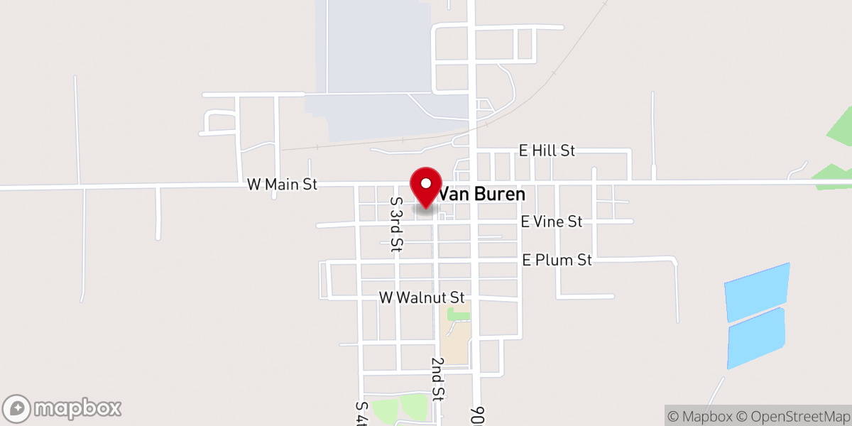 Map showing location of Van Buren Church of the Vine