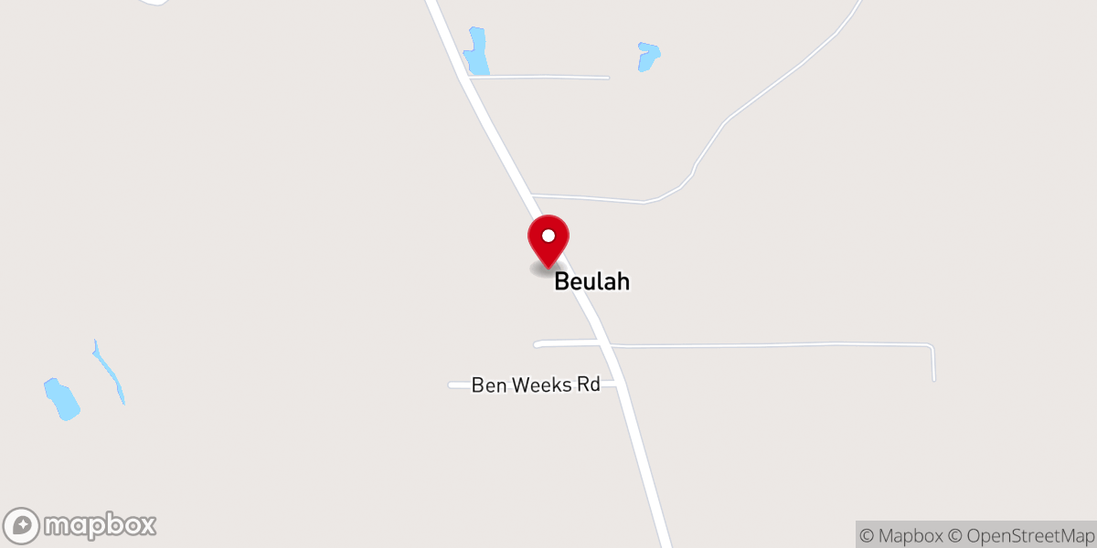 Map showing location of Beulah Congregational Methodist Church