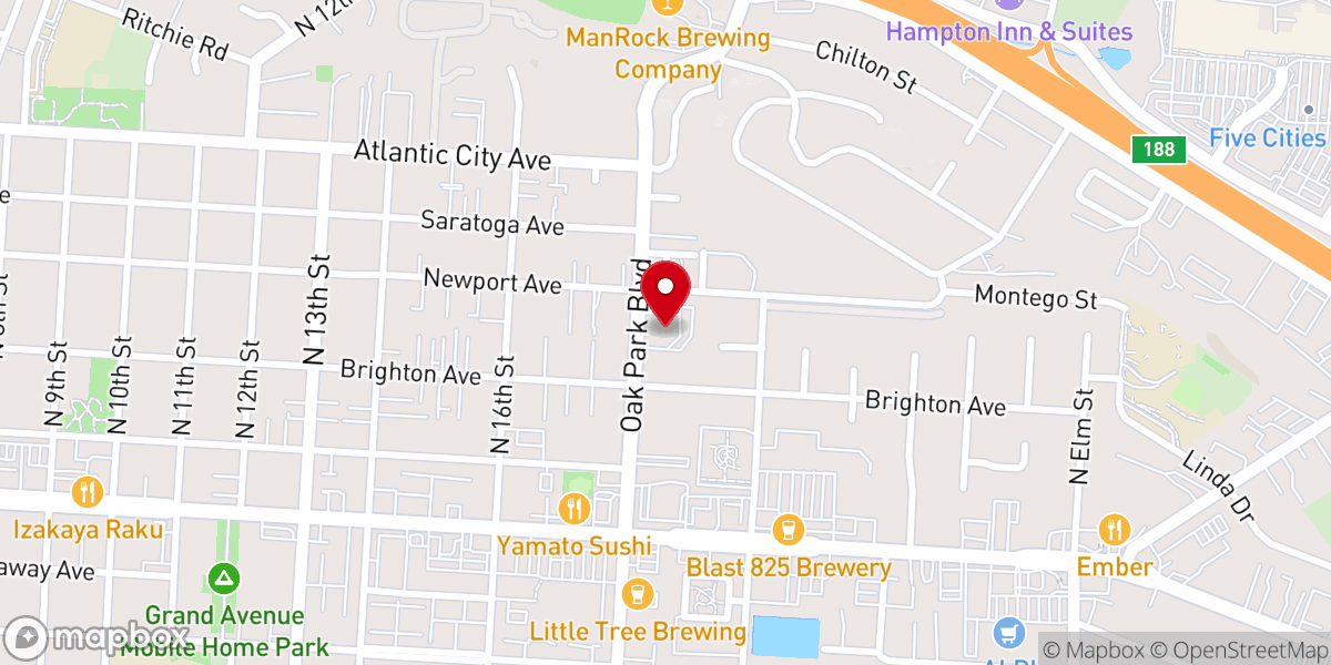 Map showing location of Oak Park Christian Church