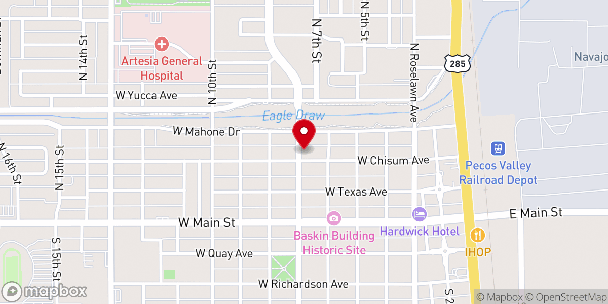 Map showing location of Pecos Valley Baptist Association