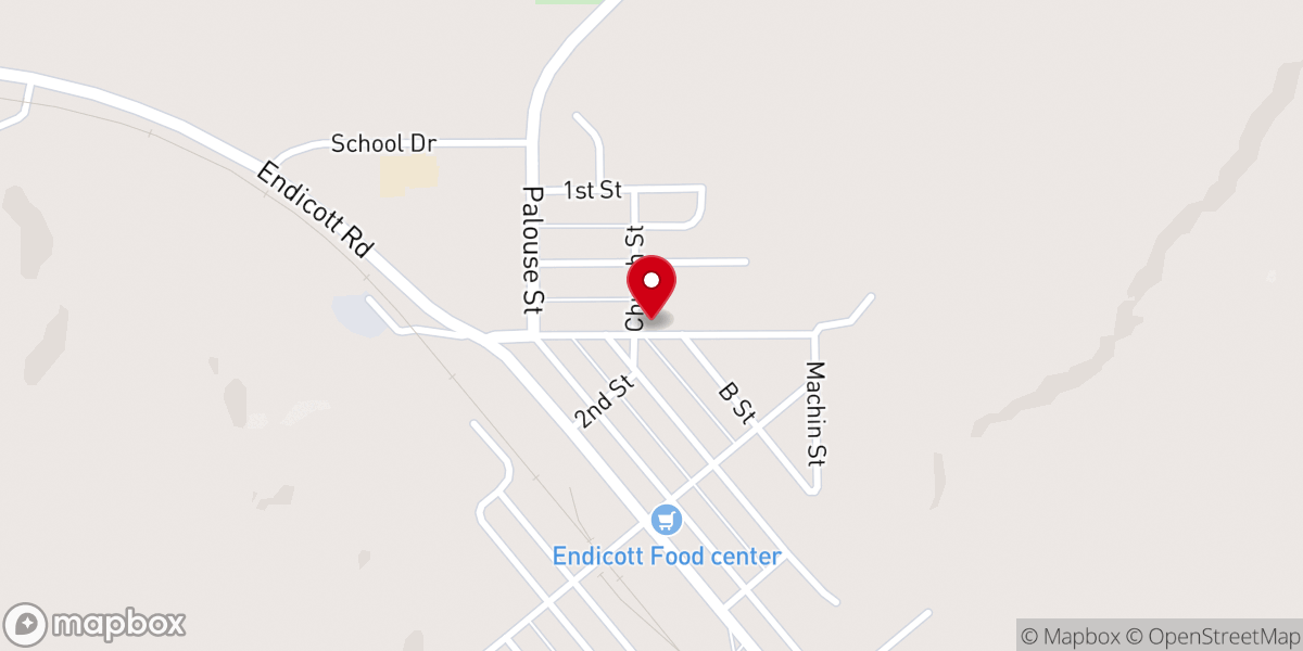 Map showing location of Endicott Bible Church