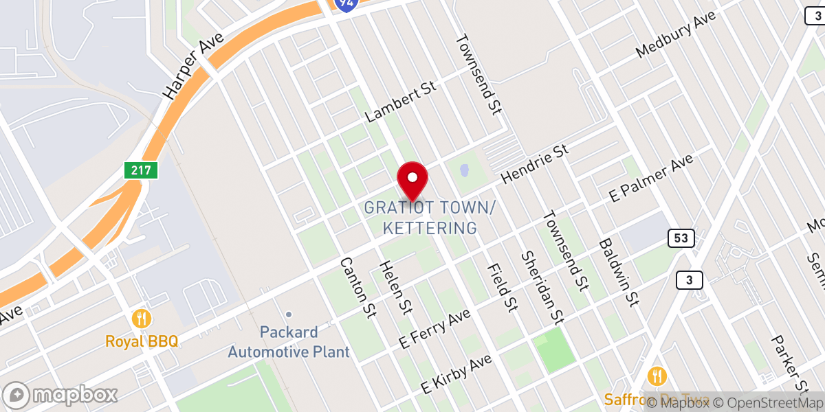 Map showing location of East Grand Boulevard Church of God in Christ