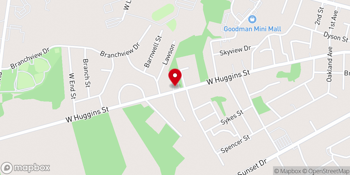 Map showing location of Fellowship Baptist Church