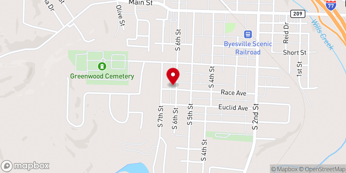 Map showing location of Calvary Baptist Church