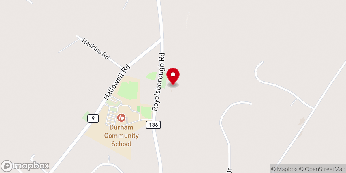 Map showing location of Durham