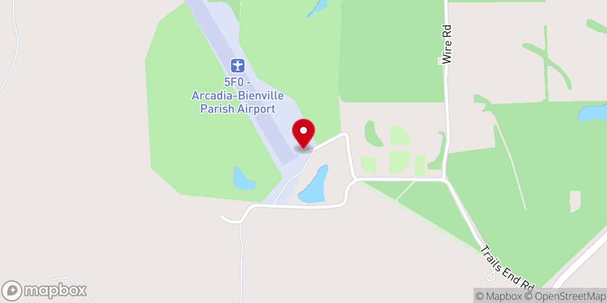 Map showing location of Bienville Parish-Arcadia Airport