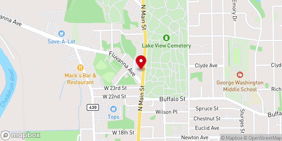 Map showing location of North Main Church of God