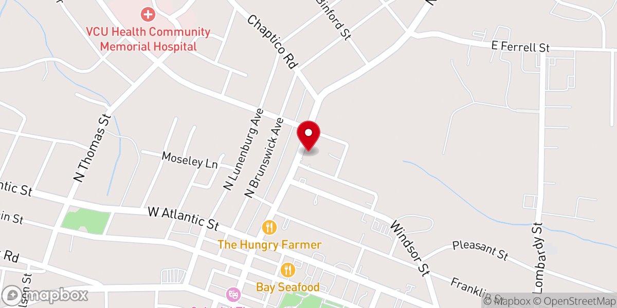 Map showing location of First Baptist Church