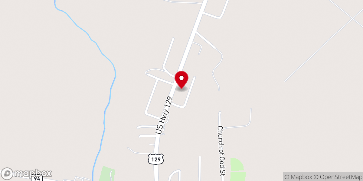 Map showing location of Mt. Olive Church