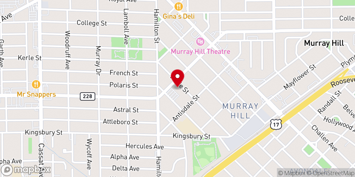Map showing location of Murray Hill Baptist Church