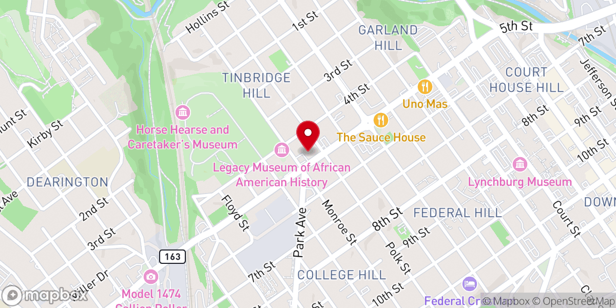 Map showing location of Fifth Street Baptist Church