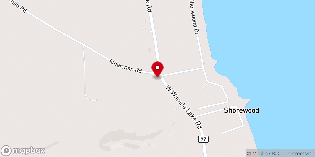 Map showing location of Waneta Lake Chapel