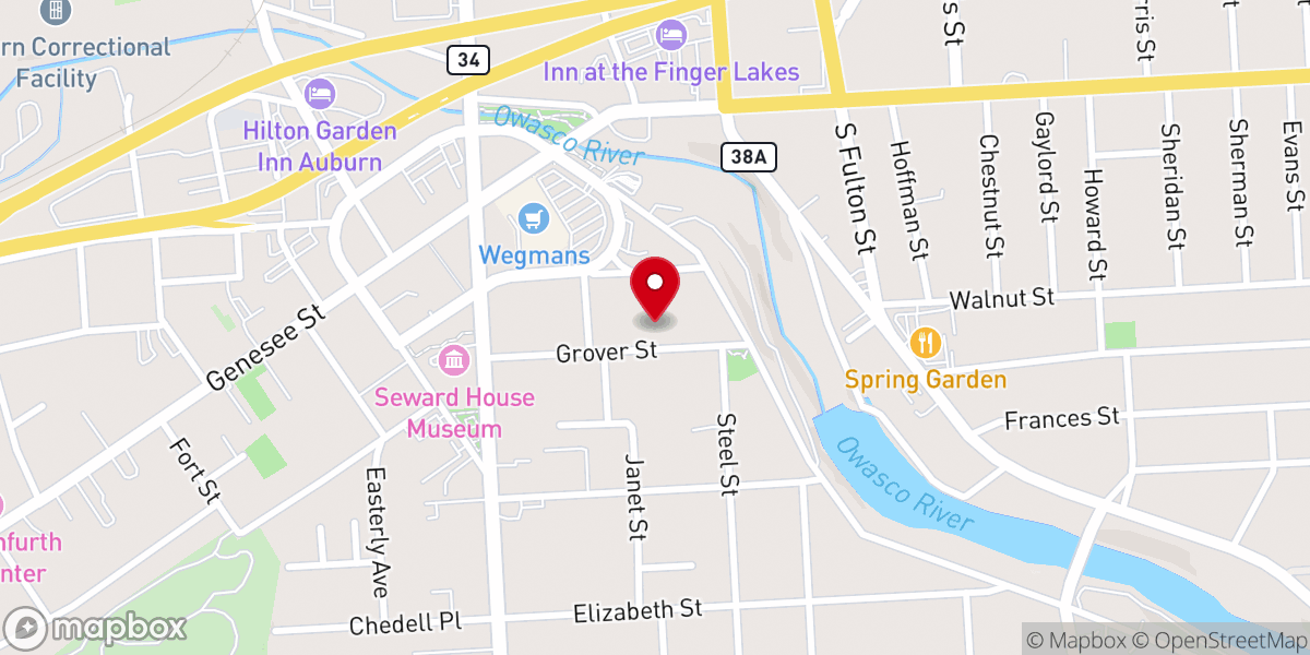 Map showing location of Cayuga County Area Interfaith Ministries Inc