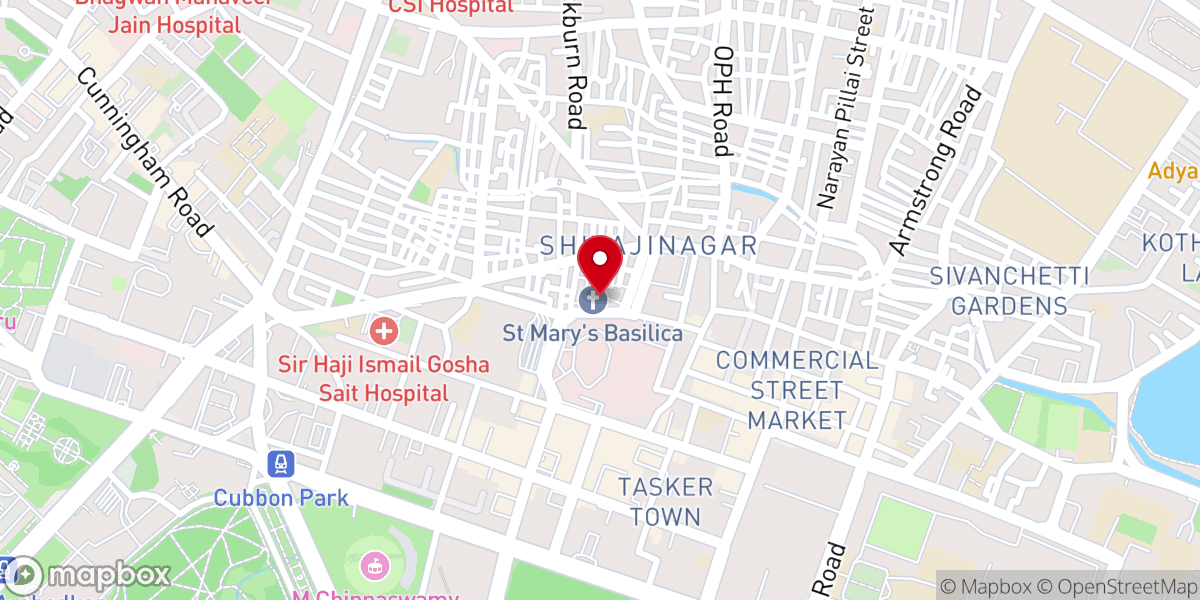 Map showing location of St. Mary's Basilica, Bengaluru