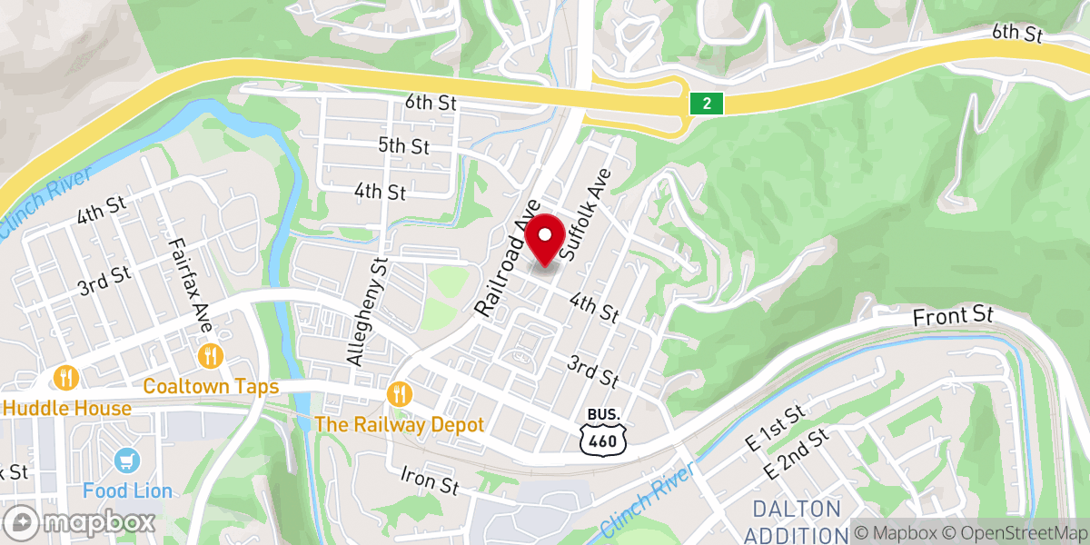 Map showing location of Richlands First Methodist Church