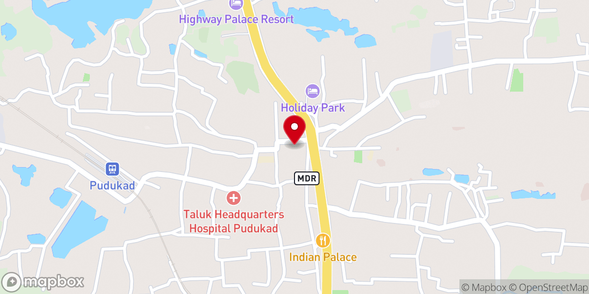 Map showing location of St. Antony's Syro-Malabar Church, Pudukad