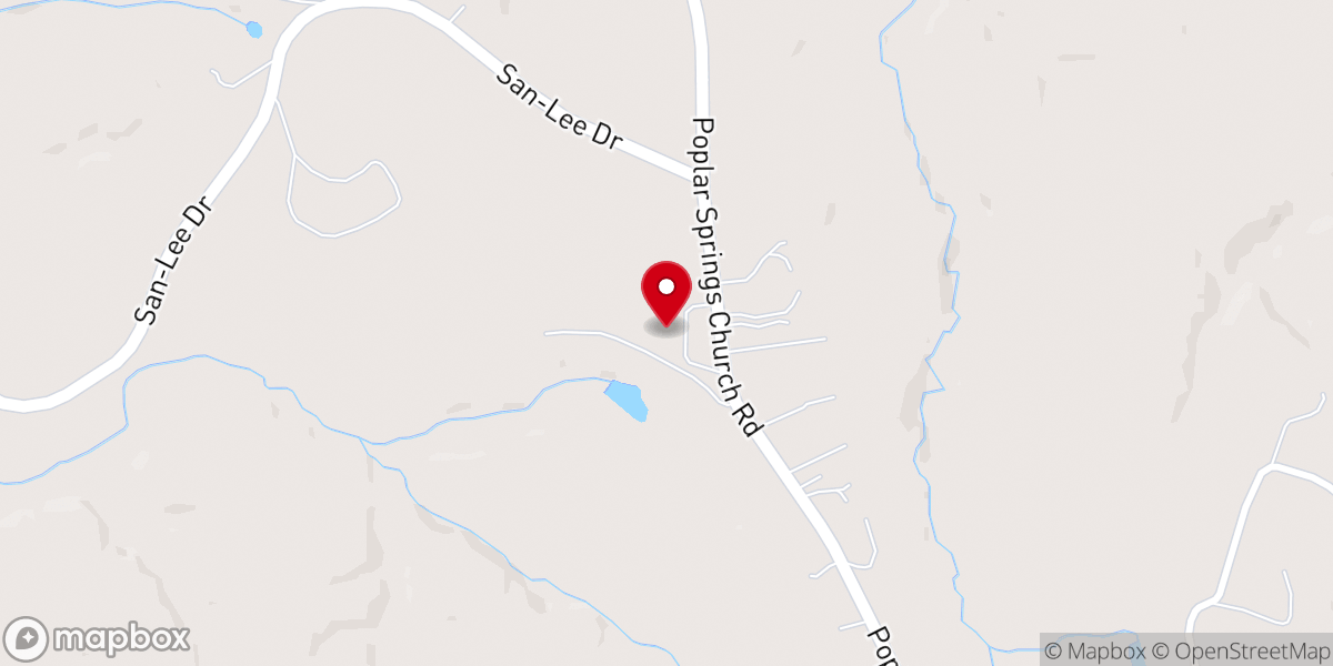 Map showing location of Poplar Springs Methodist Church