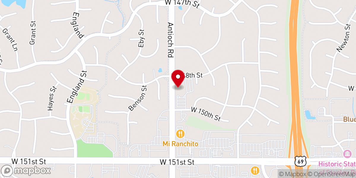 Map showing location of Village Presbyterian Church on Antioch