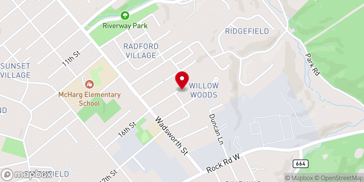 Map showing location of Radford Church of God in Christ