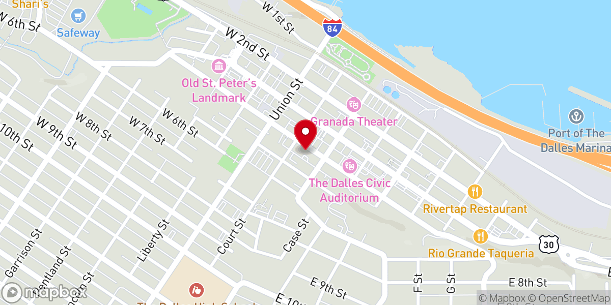 Map showing location of Anderson's Tribute Center: Celilo Chapel