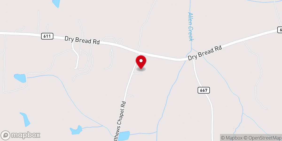 Map showing location of Matthews Chapel United Methodist Church