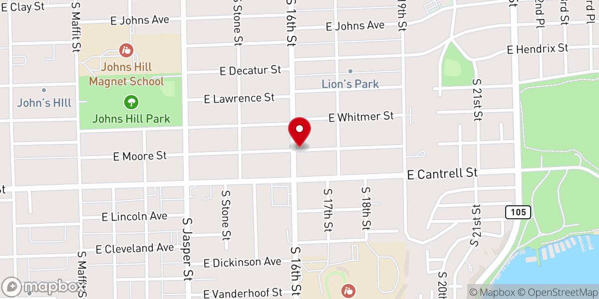 Map showing location of Central Church of God