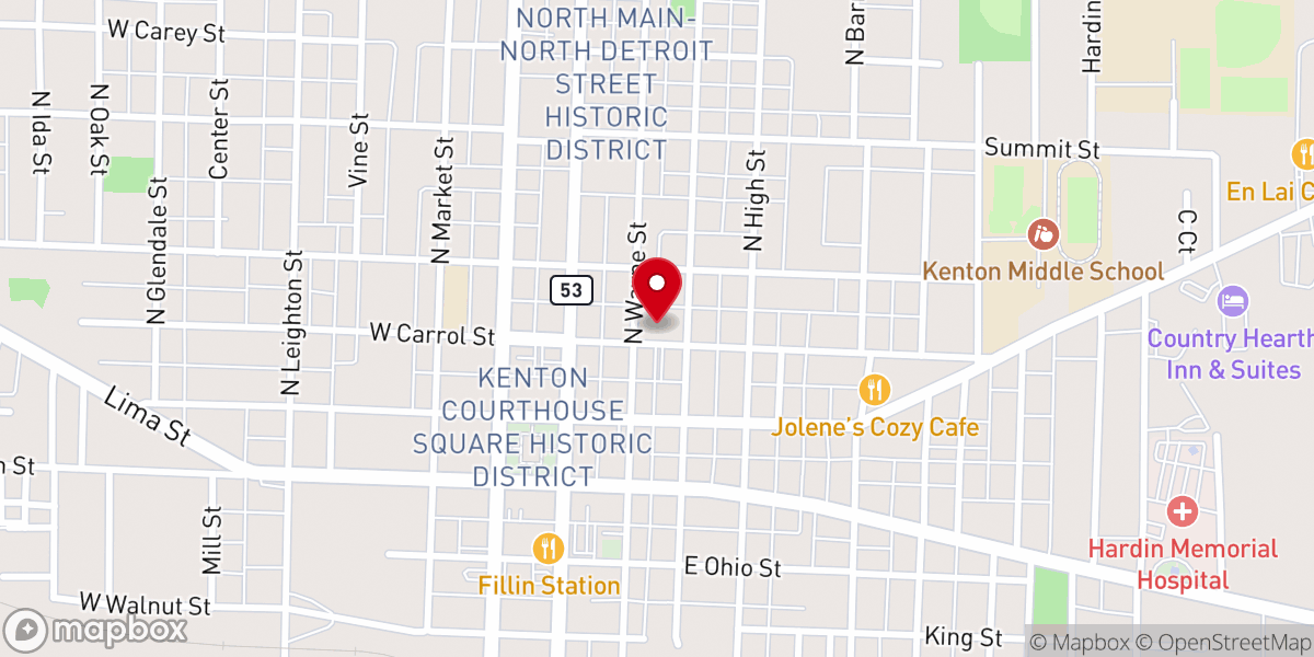 Map showing location of St. John's Evangelical Church