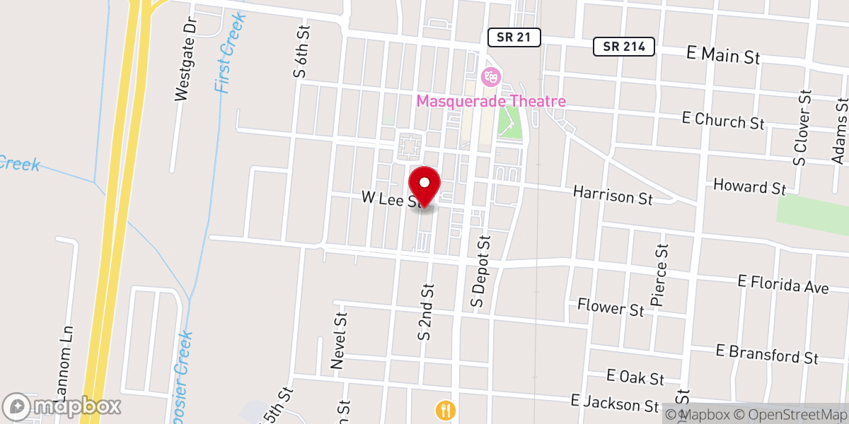 Map showing location of First Christian Church