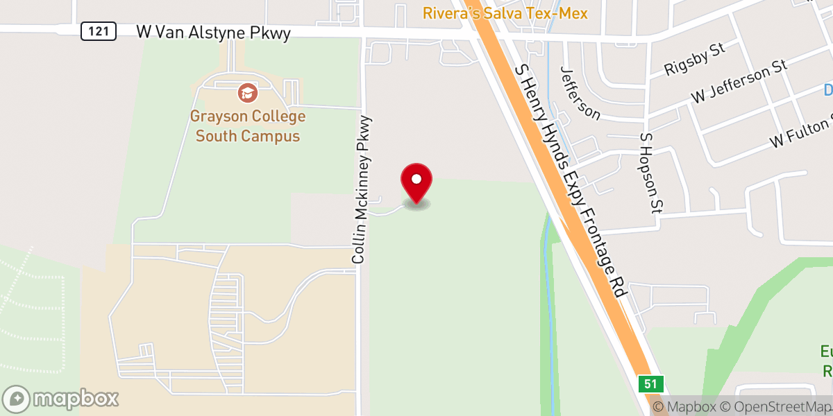 Map showing location of First Baptist Van Alstyne