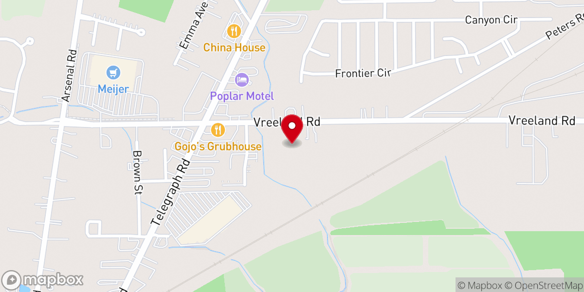 Map showing location of New Hope Lutheran Church