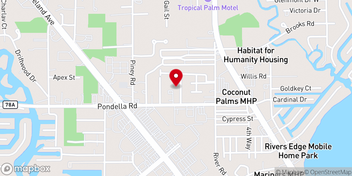 Map showing location of First Baptist Church of North Fort Myers