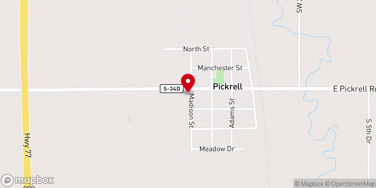 Map showing location of Village of Pickrell