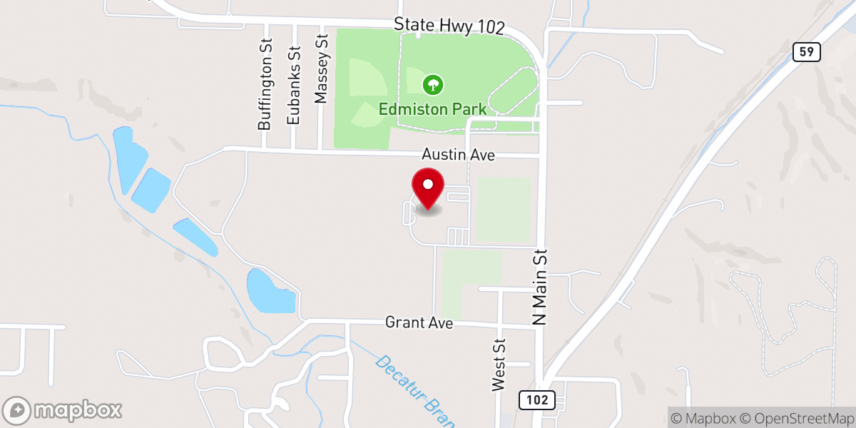 Map showing location of Decatur Assembly of God Church