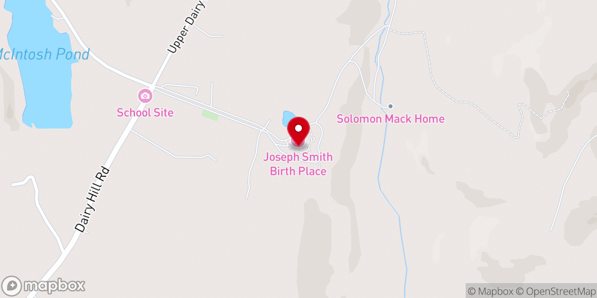 Map showing location of Joseph Smith Birthplace Memorial