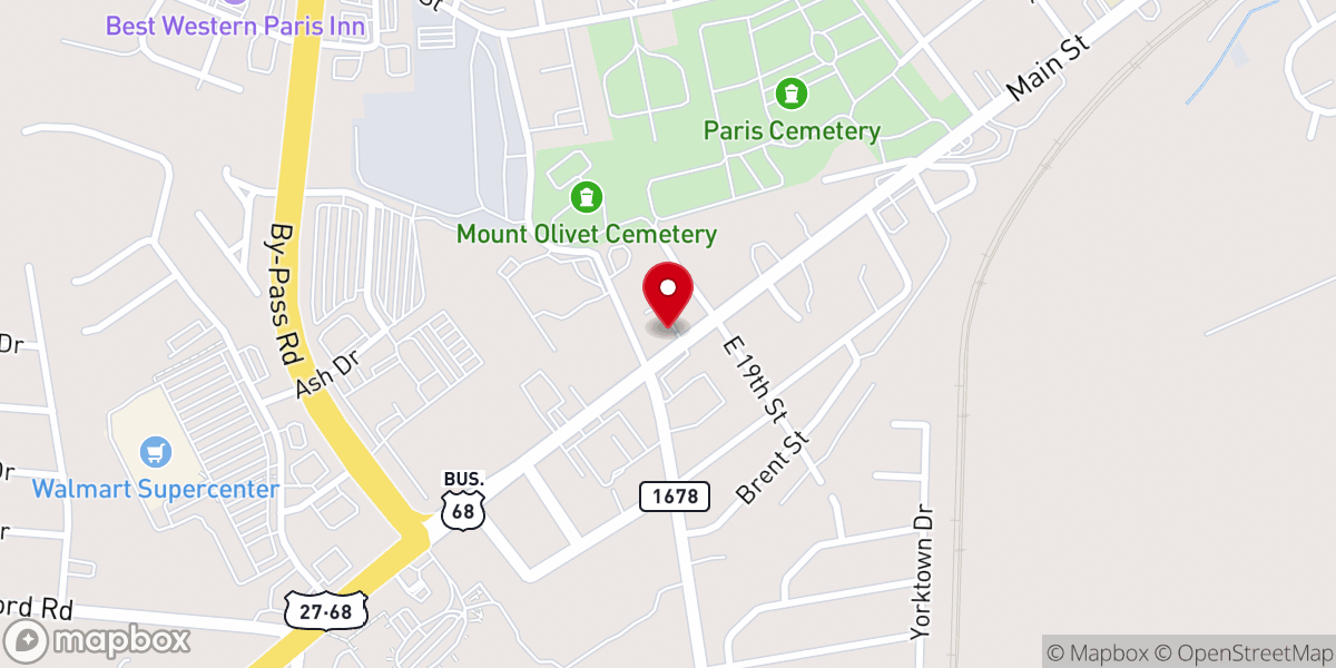 Map showing location of Paris church of Christ