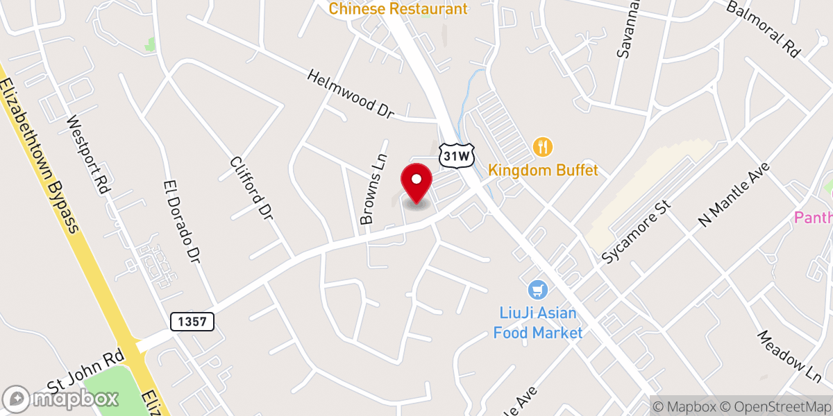 Map showing location of Southeast Christian Church - Elizabethtown Campus