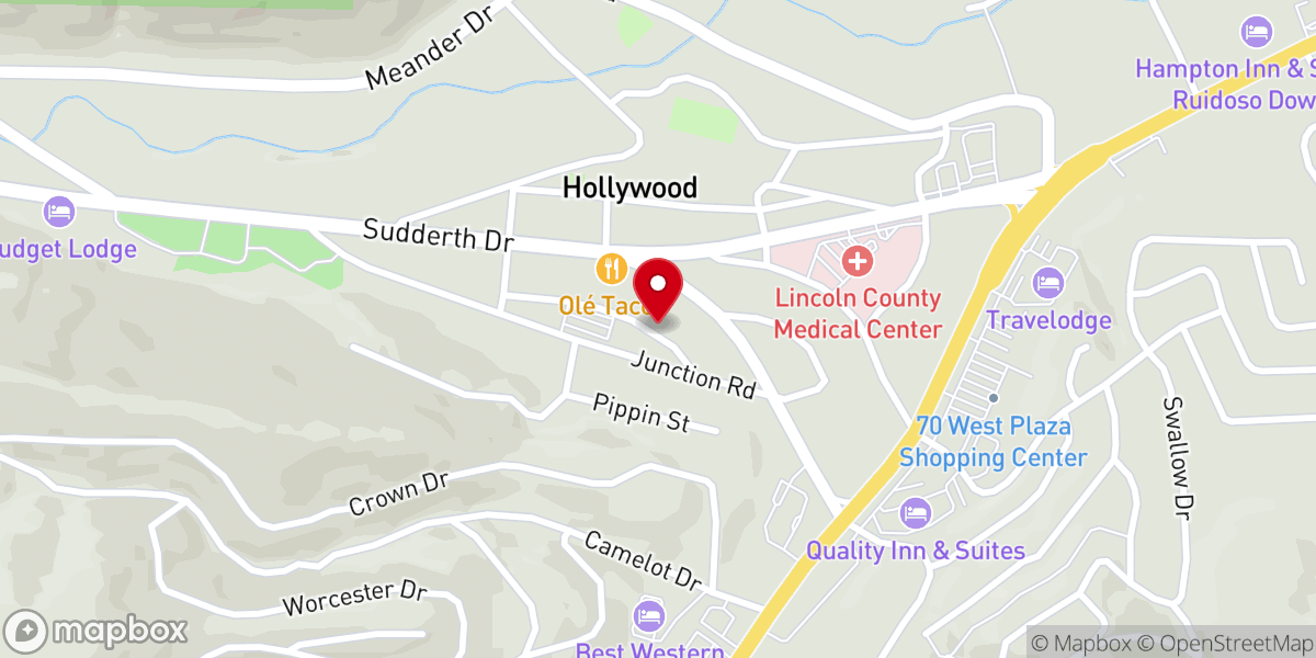 Map showing location of Ruidoso Baptist Church