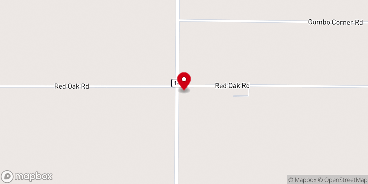 Map showing location of Red Oak Baptist Church
