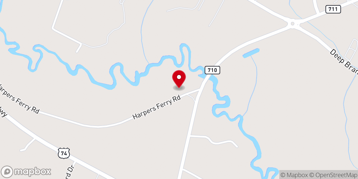 Map showing location of Harpers Ferry Baptist Church